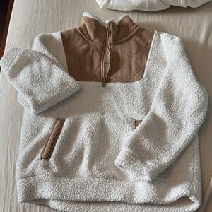 Time and Tru White and Tan Sherpa Jacket